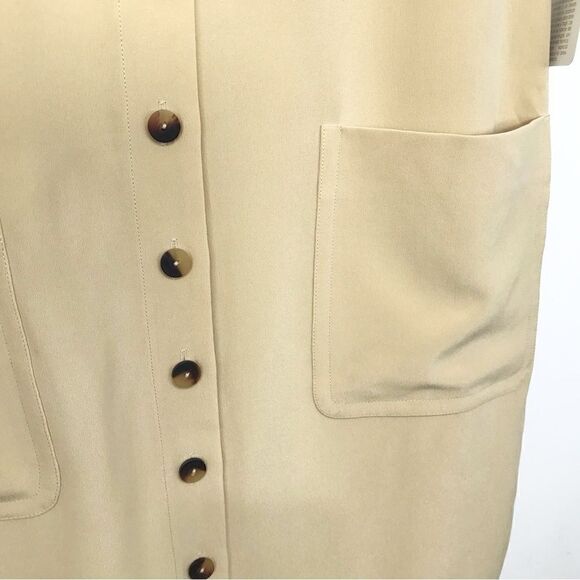 Jones New York Creamy Tan 100% Silk Minimalist Neutral Shift Dress NEW - Picture 5 of 14